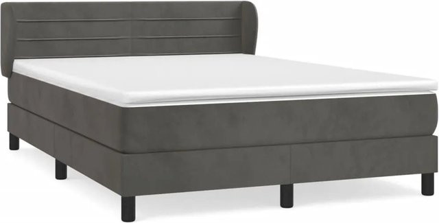 vidaXL Boxspringbett mit Matratze Dunkelgrau Samt B/T: 140 x 200 cm - Bild 1