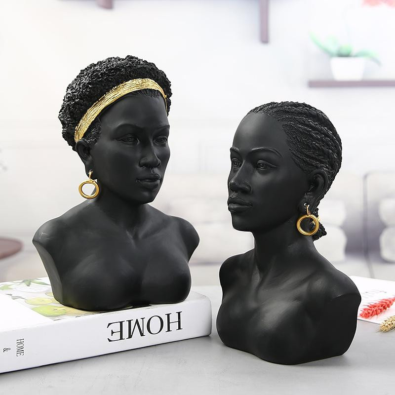 Yiran Furniture Ethno-Stil Mädchen-Avatar Skulptur aus Harz als Tischdekoration und Schmuck-Display - Bild 2