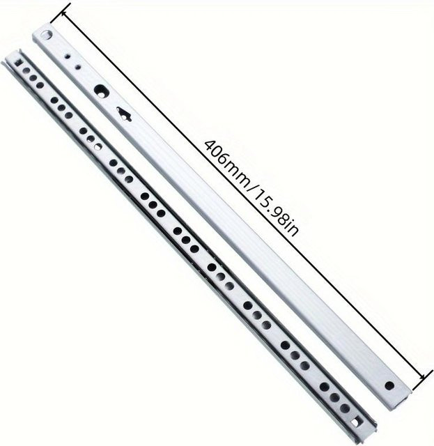SZwatch Leise Schubladenschienen mit Dämpfung aus poliertem Edelstahl in Silber, Breite: 17 mm, Länge: 406 mm - Bild 1