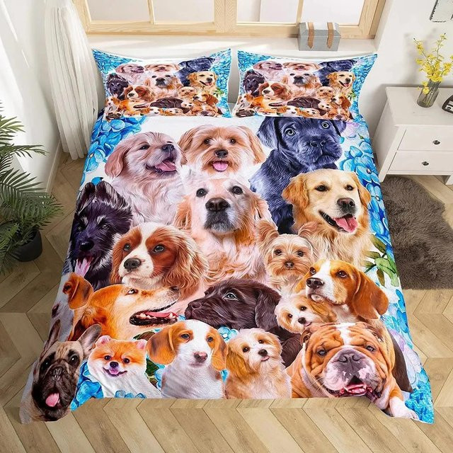 Bettwäsche-Set Lodestar mit Mops-Motiv, mehrfarbig, B/H: 135 x 200 cm - Bild 1
