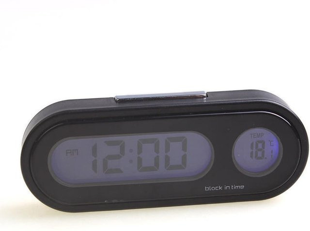 Neoglint Leuchtende Elektronische Armaturenbrett Uhr mit Temperaturanzeige für dein Auto in Grau und Schwarz - Bild 1