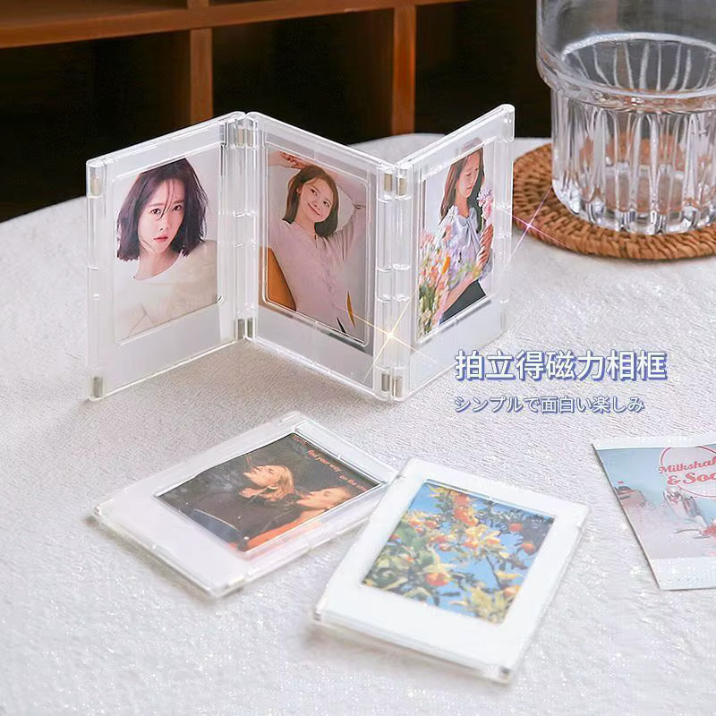 KEANG Minimalistischer Polaroid-Fotorahmen aus transparentem Acryl mit Magnetverschluss, Blau, 3 Zoll, Desktop-Display - Bild 3