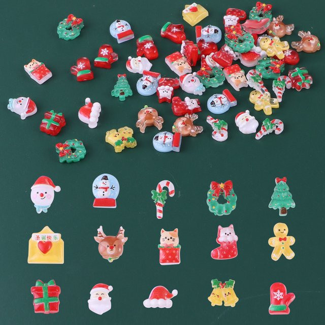 Ywbeads Cartoon-Mini-Nagelkunst-Strasssteine, Weihnachtsharz, Glänzend - Bild 1