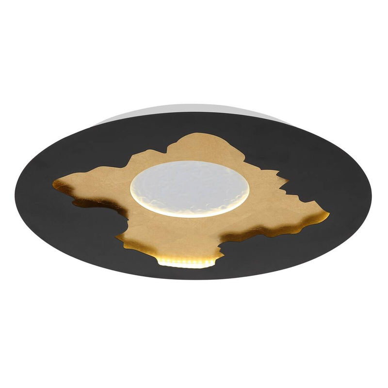 Globo Lighting Obscura LED Deckenleuchte in Schwarz Matt mit Blattgold und Opalglas, dimmbar, Durchmesser: 45 cm - Bild 2