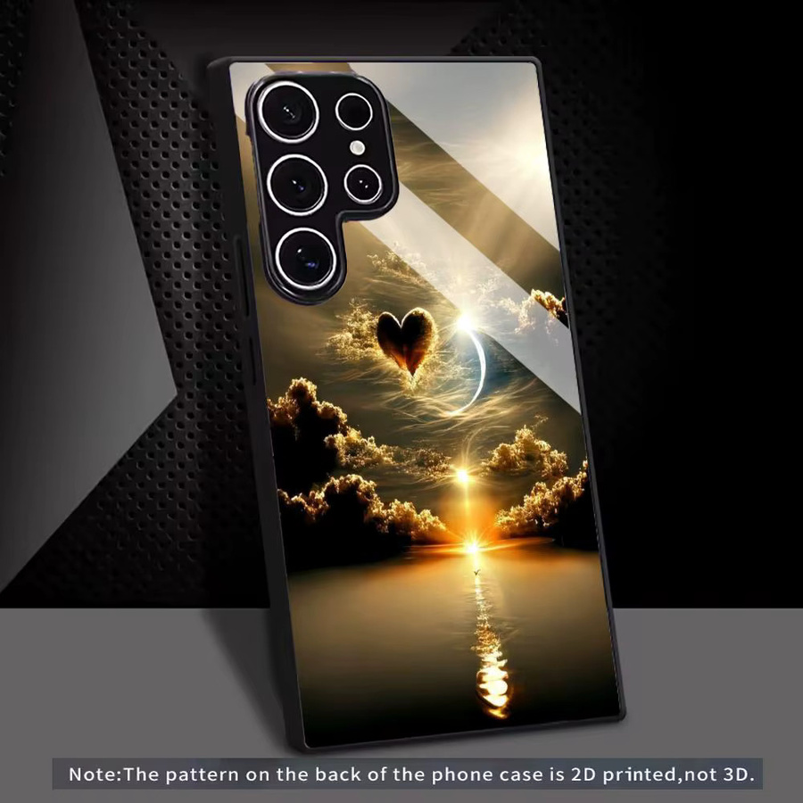 Rutschfeste Glas-Handyhülle mit Sonnenuntergangslandschaft für Samsung Galaxy S26 S25 S24 S23 S22 S21 S20 Ultra Plus 5G in Schwarz und Multicolour - Bild 3
