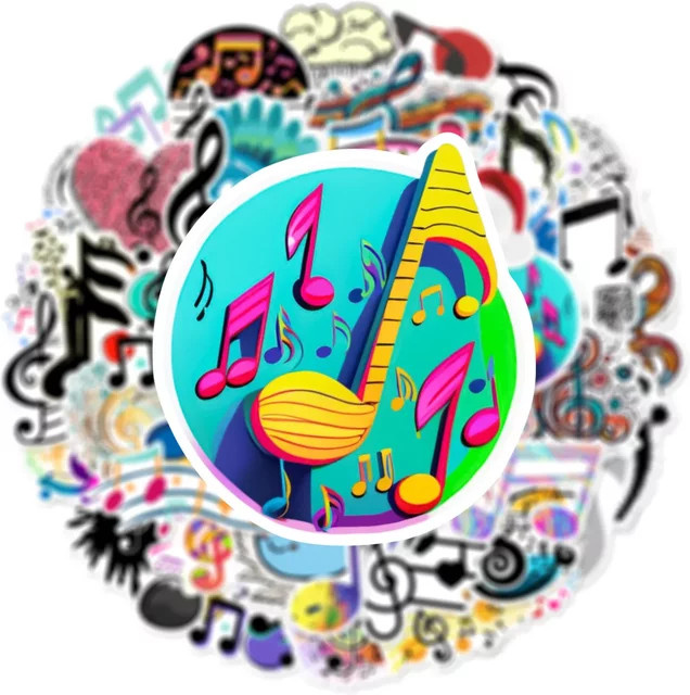 GOGOTU Musical Note Graffiti Aufkleber, 60-teiliges Set, multicolour - Bild 1