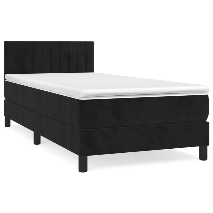 vidaXL Boxspringbett mit Matratze in Schwarz aus Samt, B/T/H: 90 x 200 cm - Bild 2