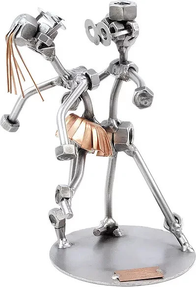 Hinz & Kunst Tischdeko Paar Schraubenmann und Schraubenfrau beim Tanzen aus Metall in Silber - Bild 1