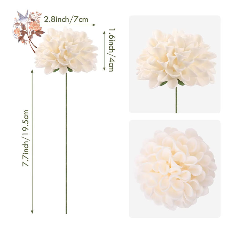 25 Stück künstliche Schaumstoff-Dahlien und Gänseblümchen mit Stiel in Pink und Weiß von YN HI FLOWER für - Bild 6