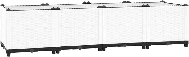 furnicato Hochbeet in Rattan-Optik aus Polypropylen, Farbe: Weiß, B/T/H: 160 x 40 x 38 cm - Bild 1
