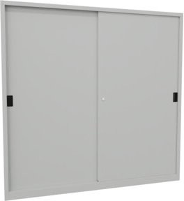 Pavoy Schiebetürenschrank in Grau mit 8 verzinkten Böden und Drehdruckzylinderschloss, H x B x T: 195 x 200 x 40 cm - Bild 1