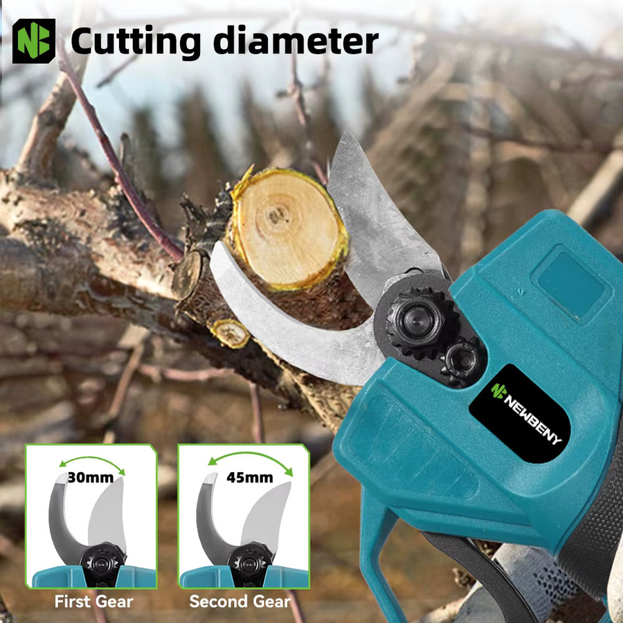 NEWBENY Elektrische Astschere mit 30mm Schneidkapazität, kabellose 2-Gang Obstbaum-Schere aus SK5 Stahl, kompatibel mit Makita LXT Akku - Bild 5