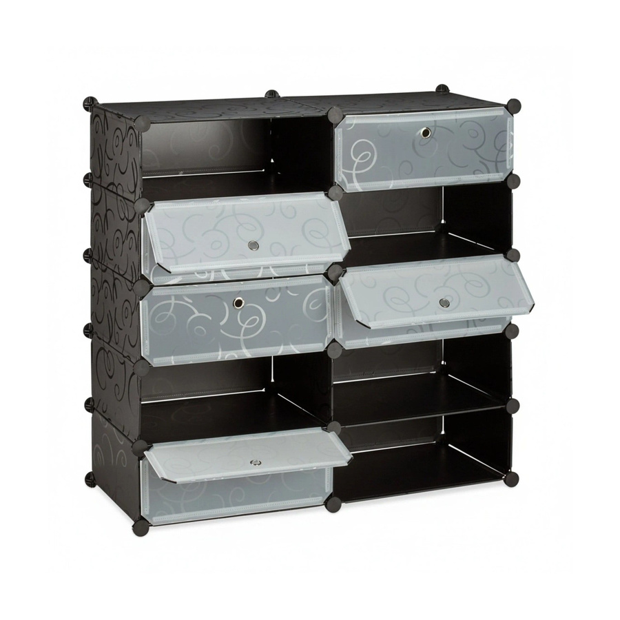 Relaxdays Schuhschrank mit Glastüren aus Kunststoff und Metall in Schwarz, B/H/T: 90 x 94 x 36,5 cm - Bild 2