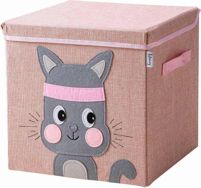 Lifeney Aufbewahrungsbox mit Deckel Katze in Pink, B/T/H: 33 x 33 x 33 cm - Bild 1