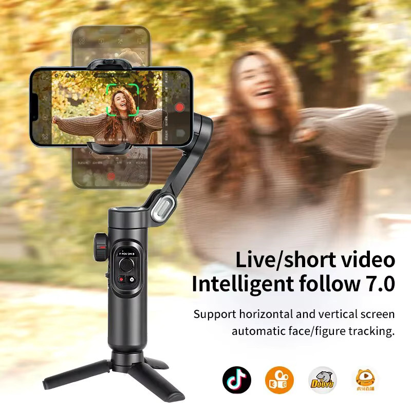 AOCHUAN SmartXE 3-Achsen-Handheld-Gimbal-Stabilisator für Smartphone in Schwarz mit AI Face Tracking für iPhone und Android - Bild 3