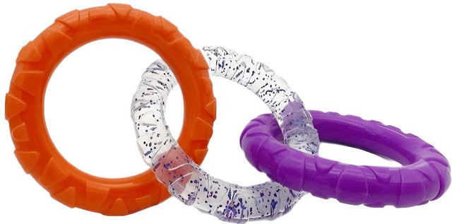 Var Vogue Hundekauspielzeug TPR, 3 Ring Zerrspielzeug, interaktiv, bissfest - Bild 1