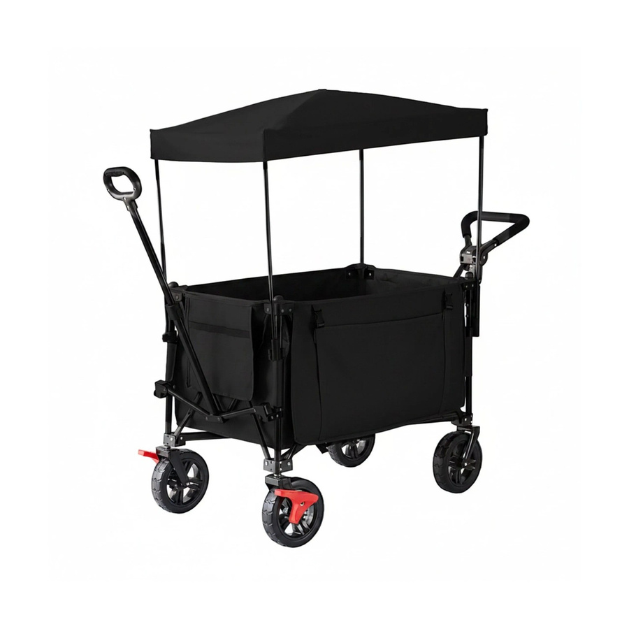 Relaxdays Bollerwagen aus Polyester mit Dach in Schwarz, B/T/H: 131 x 54 x 97 cm - Bild 2
