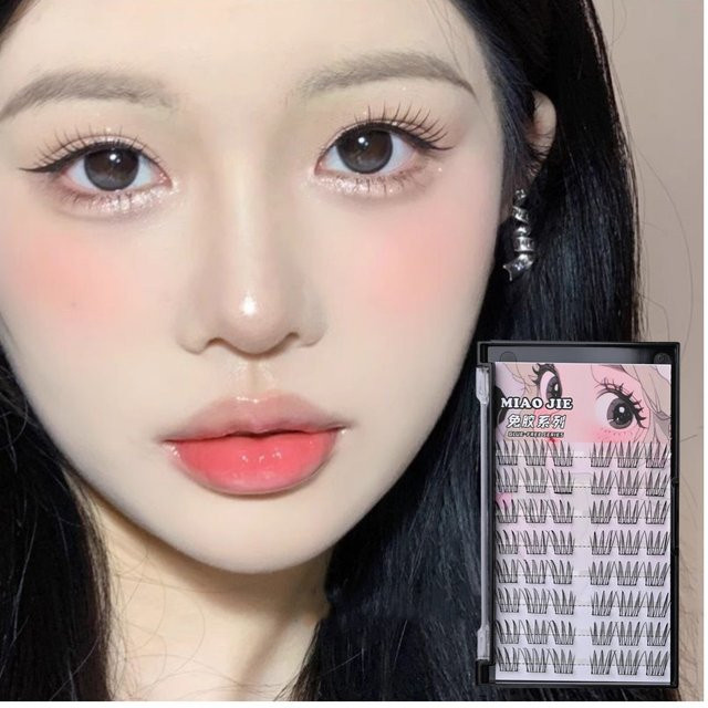 MIAOJIE IDOL Falsche Wimpern, natürlich, 48 Cluster - Bild 1