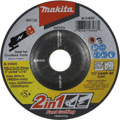 Makita 2in1 Schruppscheibe zum Schleifen von Metall, Durchmesser: 125 mm, Mehrfarbig - Bild 1