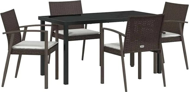 vidaXL Garten Essgruppe 5-teilig aus Poly Rattan und Glas in Braun - Bild 1