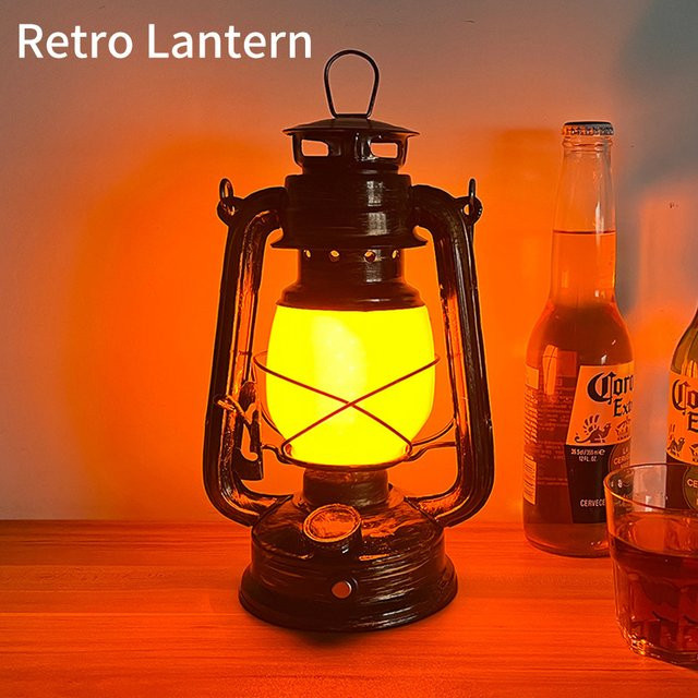GGBEE Retro LED Pferdelaternenlampe in Schwarz, wiederaufladbare Metall-Laterne mit warmweißem Licht zum Aufhängen und für den Außenbereich - Bild 1