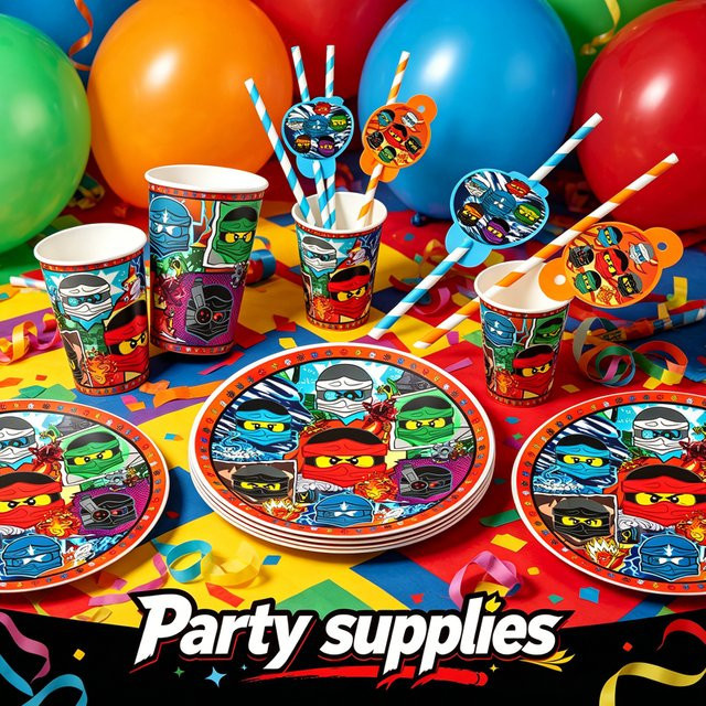Ninja Themen Geburtstagsparty-Set mit Einweg-Tischgeschirr in Multicolour - Bild 1