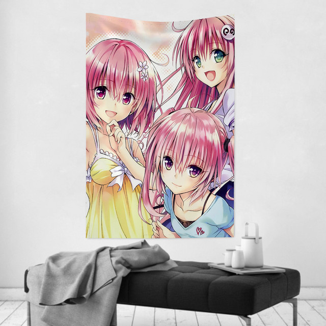 Potdemiel To Love Ru Wandteppich in Multicolour, Rechteckiges Wandtuch zur Raumdekoration, Breite: 60 cm, Höhe: 40 cm - Bild 1