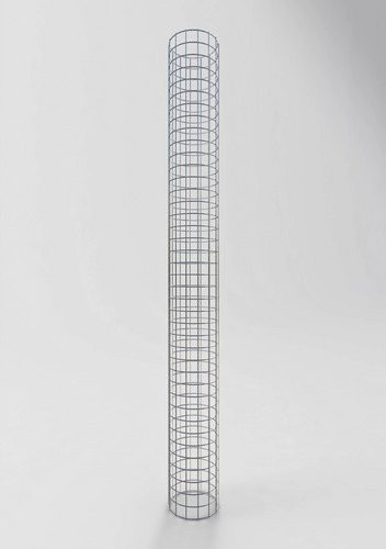 Gabiona Gabionensäule aus feuerverzinktem Stahl, rund, silberfarben, Höhe: 200 cm, Durchmesser: 22 cm - Bild 1