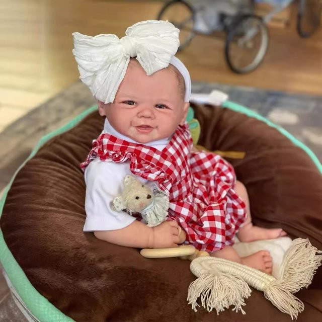 NPK Vivienne Reborn Babypuppe mit weichem Körper und handgewurzeltem Haar in Weiß und Bunt - Bild 1