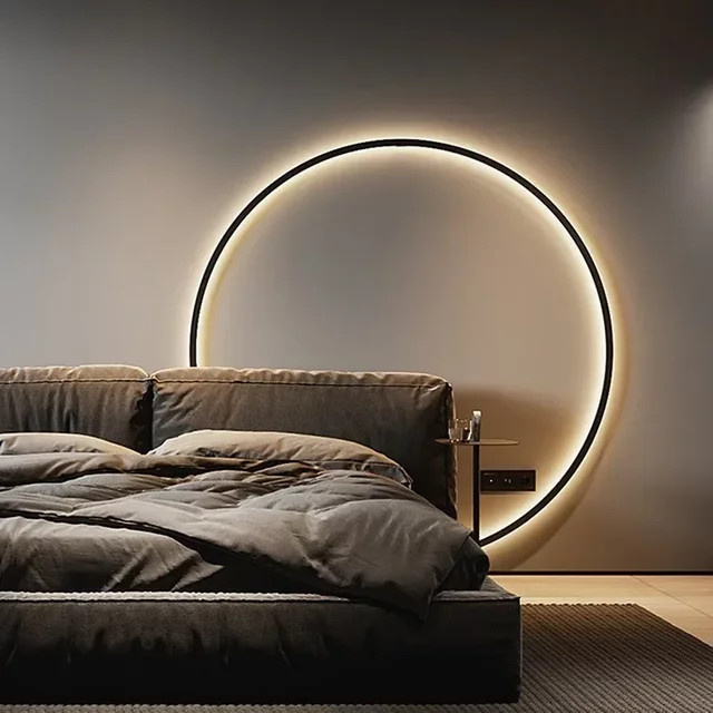 Xiuxiu LED Wandleuchte im nordischen Design mit rundem Ring, USB-Betrieb, Schwarz oder Weiß - Bild 1