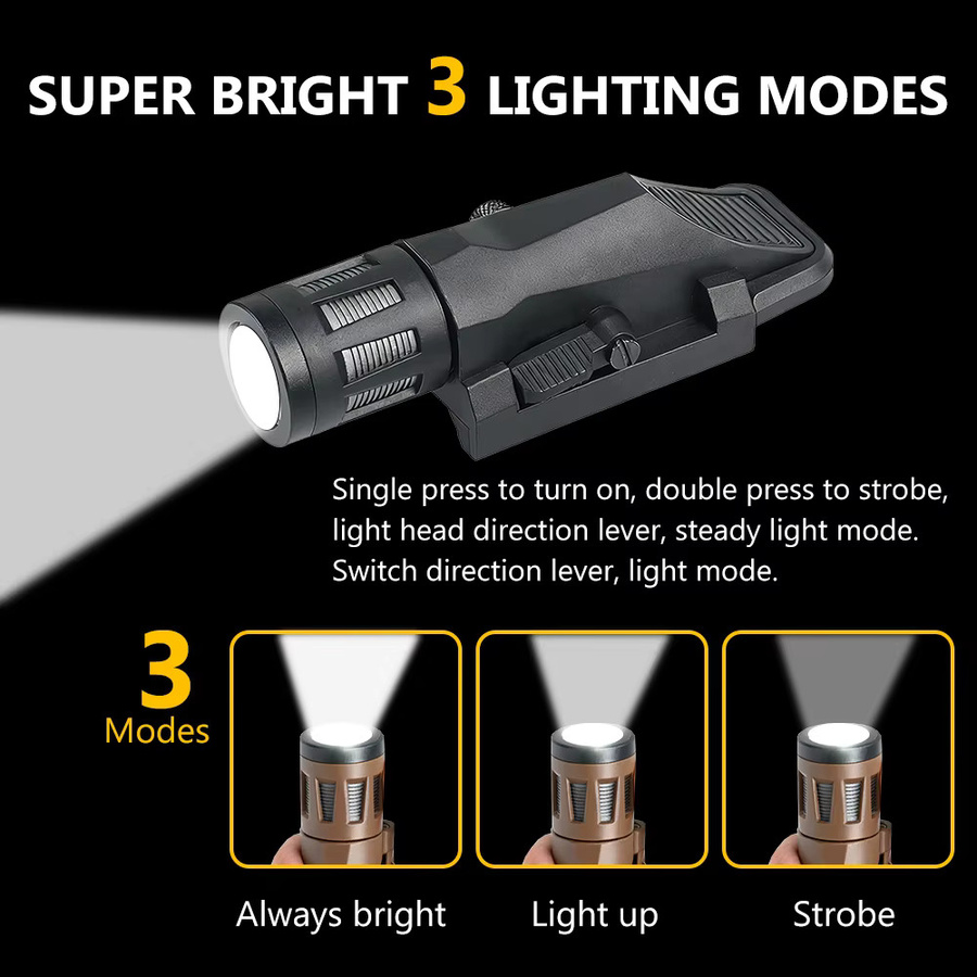 BOOIU Taktische LED Taschenlampe WML-G2 aus Nylon und Metall in Grün für Airsoft, Outdoor und Jagd, wasserdicht - Bild 2