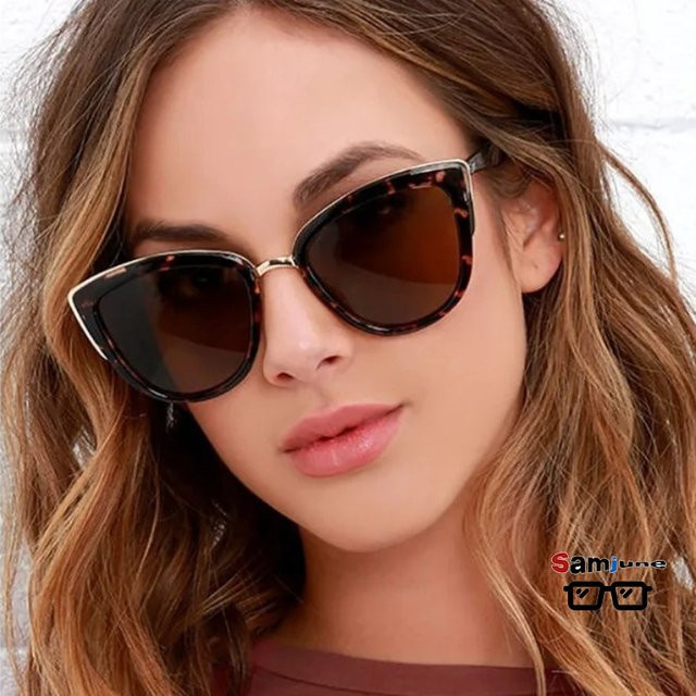 Samjune Cat Eye Sonnenbrille Damen, Vollrand, braun - Bild 1