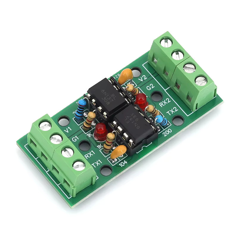 Stlxy 6N137 Dual-Optokoppler Zwei-Wege-UART-Seriell-Port-Isolationsmodul für RS232/TTL Kommunikation in Grün - Bild 2