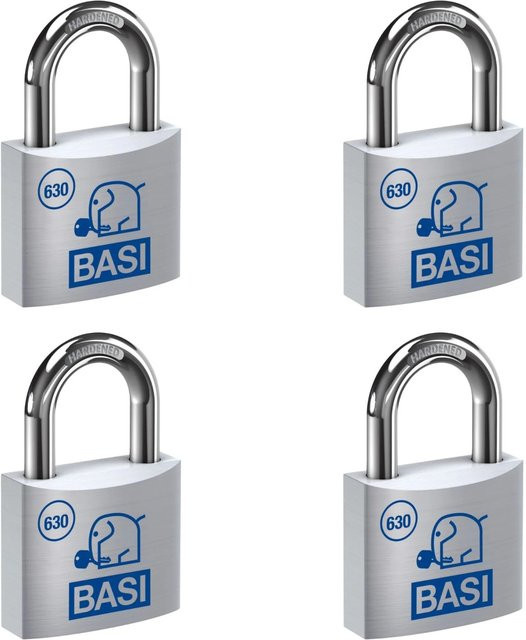BASI Vorhangschloss Set 4x VHS 630, Gleichschließend, Aluminiumgehäuse, Silber, Breite: 60 mm - Bild 1
