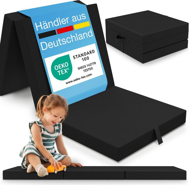 ELONEO Klappmatratze für Kinder, schwarz, B: 65 cm, L: 195 cm, H: 9 cm - Bild 1