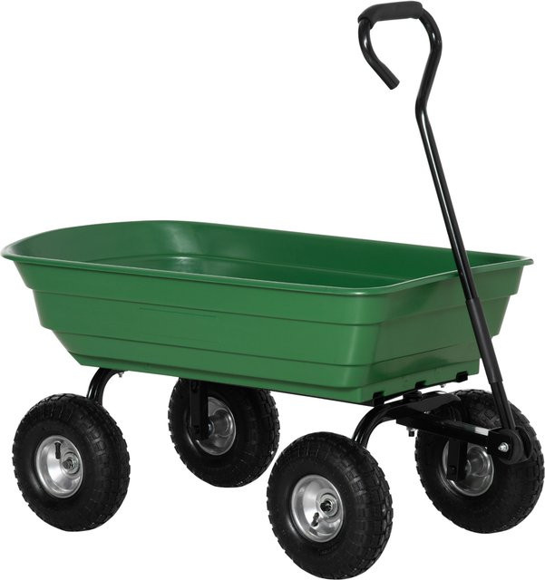 Outsunny Gartenkarren mit Stahlrahmen und Luftreifen in Grün, Tragkraft 250 kg, H x B x T: 100 x 108 x 52 cm - Bild 1