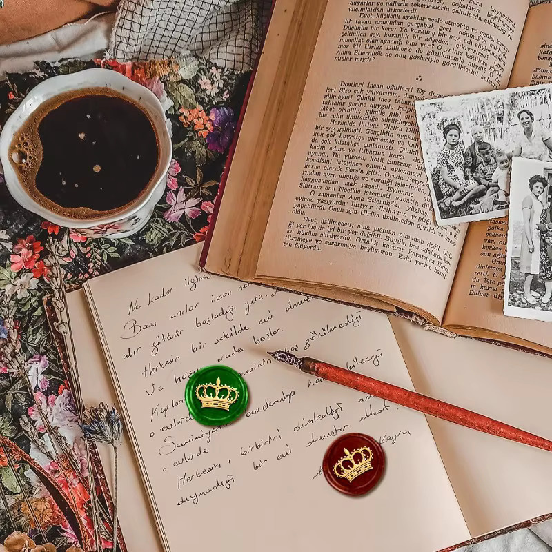 Retro Wachssiegel-Stempel mit abnehmbarem Messingkopf und Holzgriff für Umschläge und Einladungen - Bild 4
