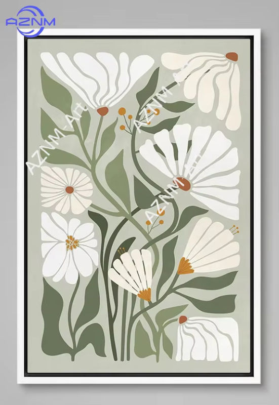 Potdemiel Leinwand-Wandkunst Abstrakt Grüner Botanischer Blumendruck im Boho-Stil für deine Wohnzimmer-Dekoration - Bild 3