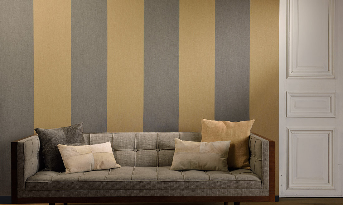 Flamant Tapete Grande Stripe in Grau und Multicolour mit abstraktem Streifenmuster aus Vlies - Bild 1