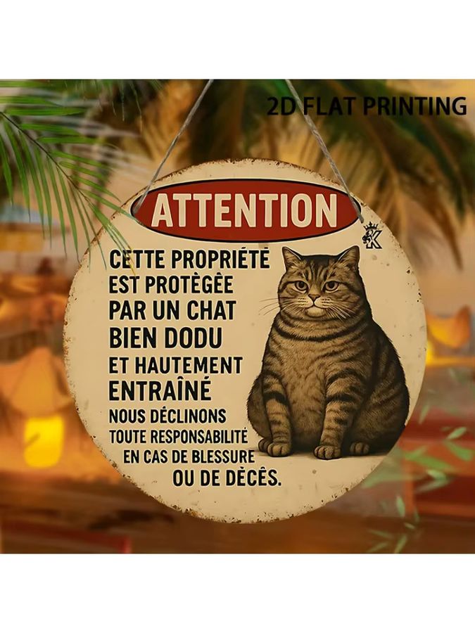 Runder Holzwandakzent Potdemiel Look Out for Cats mit Katzenillustration im skandinavischen Stil, Durchmesser: 20,32 cm - Bild 5