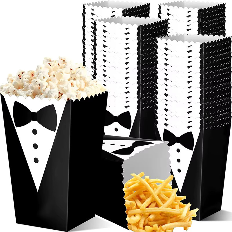 WEHRPARTY Papier Süßigkeiten Kartons und Popcorn Boxen in Schwarz für Hochzeit und Party - Bild 3