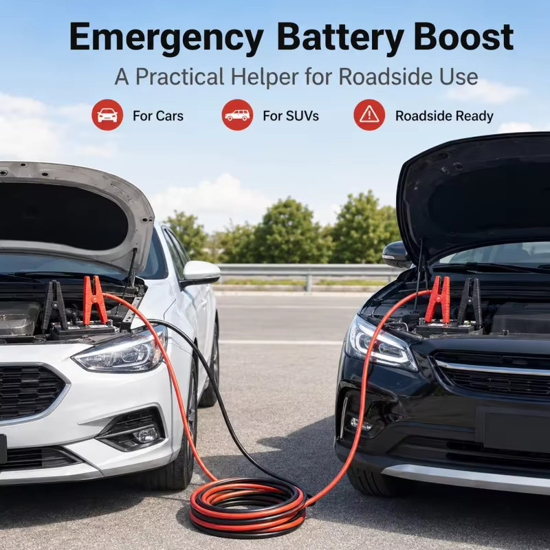 4 Meter Autobatterie-Überbrückungskabel aus Reinkupfer in Rot, verstärktes Starthilfekabel - Bild 2