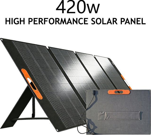 CHUBAN Tragbares 420W Solarpanel als Solar-Kofferpanel für Powerstationen, IP68 Wasserdicht, Schwarz - Bild 1