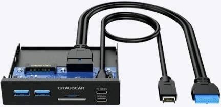 GrauGear G-MP01CR USB-Hub mit 6 Ports: USB-A, USB-C, SD und microSD, USB 3.0 5 GBit/s, Schwarz - Bild 1