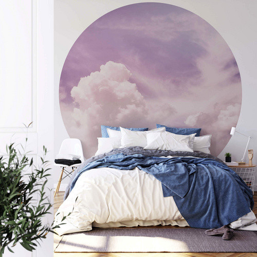 K&L Wall Art Runde Vliestapete Wolken Himmel Kinderzimmer Lila Mehrfarbig Matt B/H: 236 x 236 cm - Bild 2