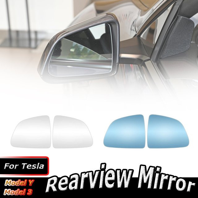 LARATH Weitwinkel-Rückspiegel Ersatzglas für Tesla Model 3 und Model Y in Weiß und Transparent mit großem Sichtfeld (L/R 800R) - Bild 1