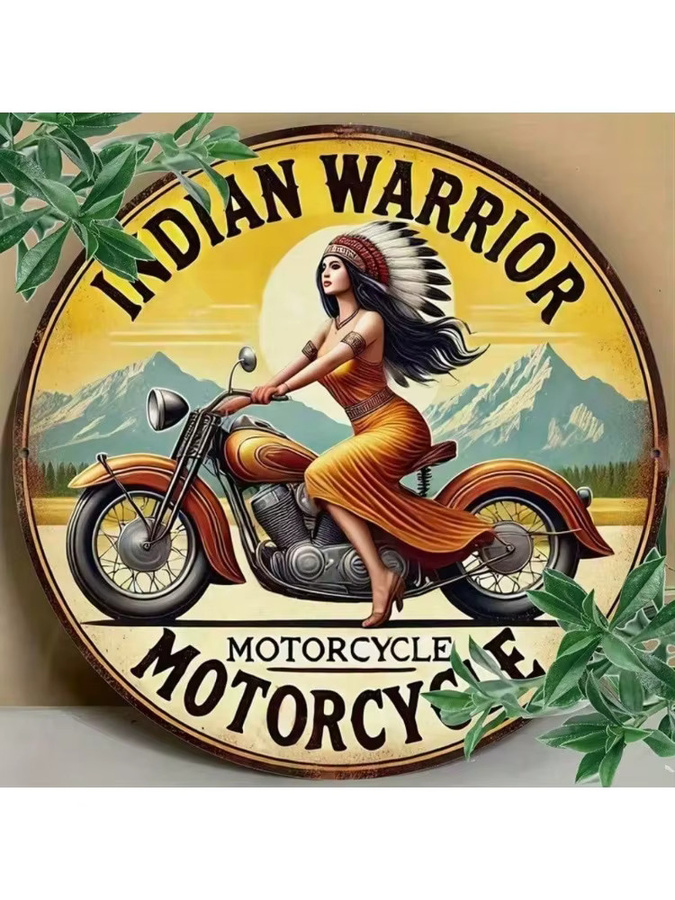 CIFBUY Vintage Motorrad Rundes Wandschild aus Aluminium-Blech, Durchmesser: 30,48 cm, Multicolour - Bild 3