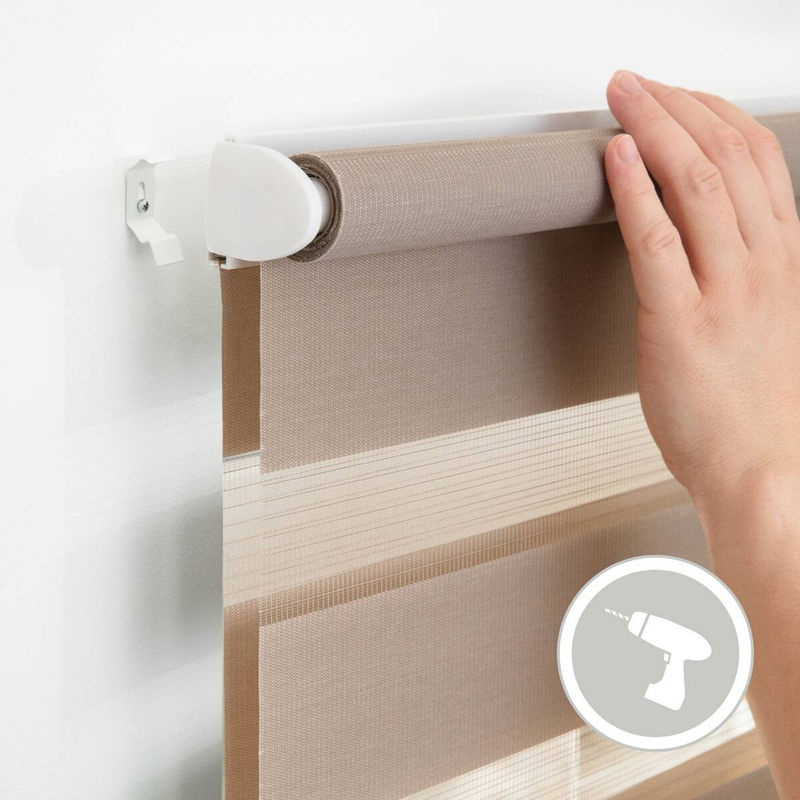 Lichtblick Doppelrollo Duo in Taupe mit Streifenmuster, Breite: 75 cm, Höhe: 150 cm - Bild 5