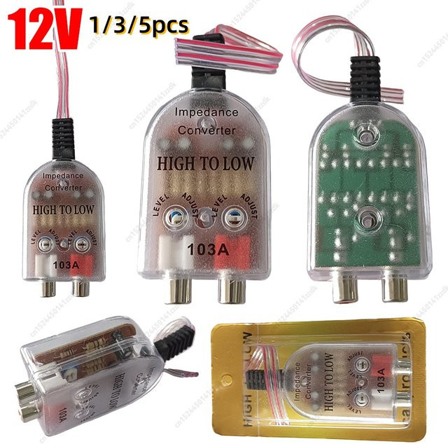 12V High-Level zu Low-Level RCA Adapter Auto Subwoofer Konverter mit Audio-Impedanzfilter in Transparent - Bild 1