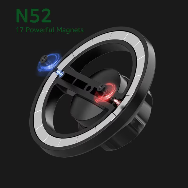 iBudim Magnetischer Ring-Handyhalter für MagSafe iPhone Xiaomi in Schwarz mit 17mm Kugelhalterbasis - Bild 3